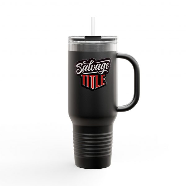 40oz Insulated Travel Mug – ‘Salvage Title’ Logo Tumbler with Straw & Handle